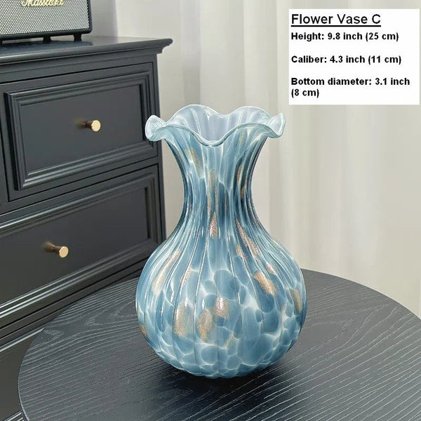 Centerpiece Vases on Table, Handmade Liuli Vases, Color Glaze Vase, Modern Glass Bud Vases, Contemporary Vases for Modern Home Decor-LargePaintingArt.com