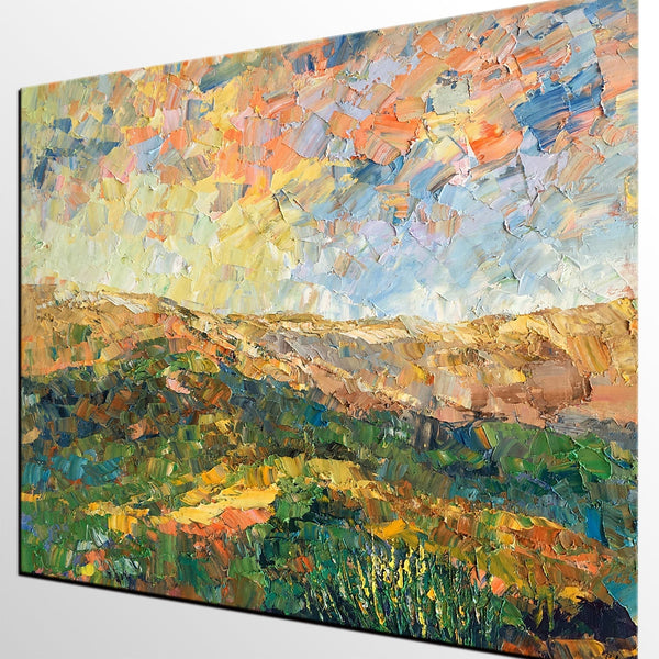 Abstract Mountain Painting, Landscape Canvas Painting, Original Painting for Living Room, Custom Oil Paintings-LargePaintingArt.com