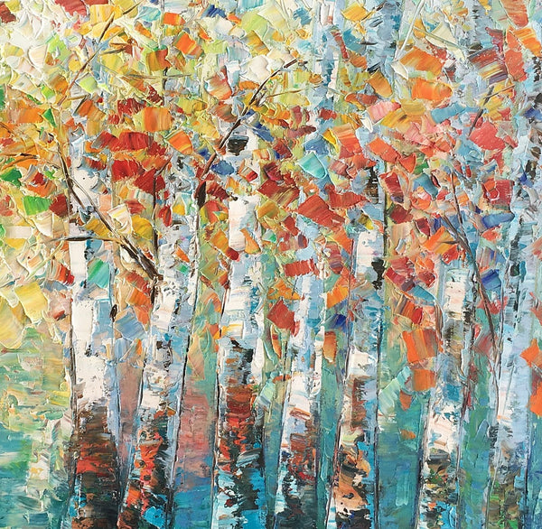 Canvas Art Painting, Large Wall Art, Summer Birch Tree Painting, Custom Extra Large Oil Painting-LargePaintingArt.com