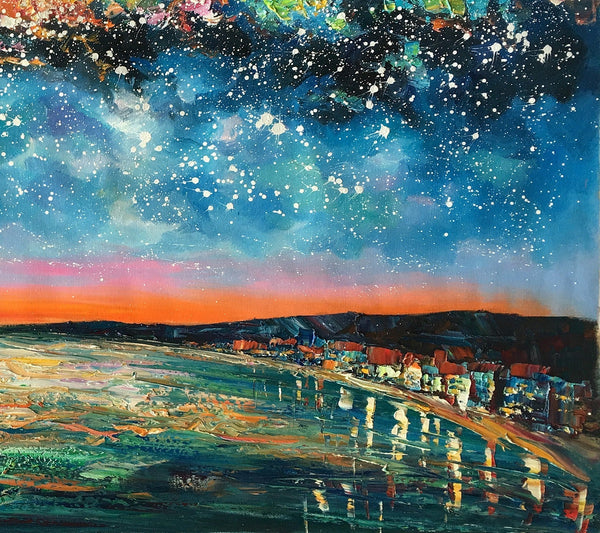 Landscape Painting, Starry Night Oil Painting, Original Wall Art, Custom Large Canvas Art-LargePaintingArt.com