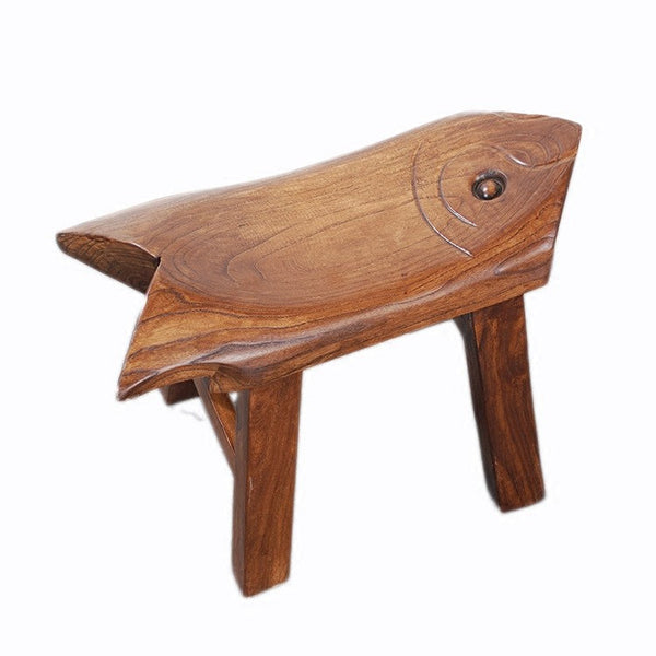 Solid Wood low Stool, Creative Shoe-changing Stool, Handmade Vintage Old Elm Wood Stool, Children's Wooden Stool, Sofa Stool, Dining Table Stool-LargePaintingArt.com
