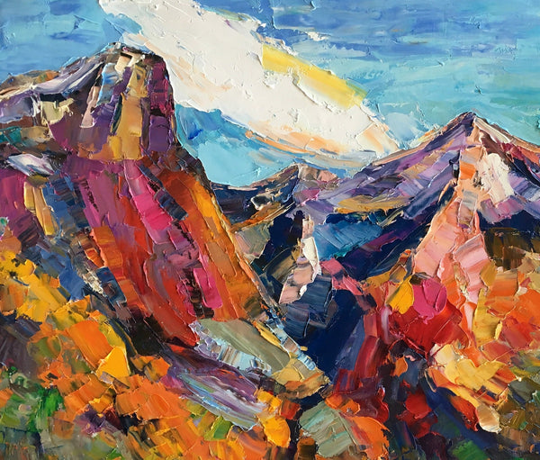 Abstract Art Landscape, Canvas Wall Art Paintings, Mountain Landscape Painting, Custom Landscape Oil Painting-LargePaintingArt.com