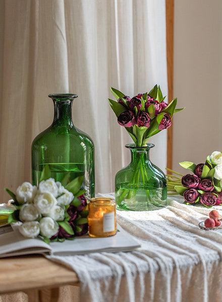 Purple Tulip Flowers, Bedroom Flower Arrangement Ideas, Spring Artificial Floral for Dining Room Table, Simple Modern Floral Arrangement Ideas for Home Decoration-LargePaintingArt.com