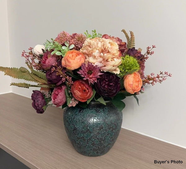 Amazing Artificial Floral Arrangement for Dining Room, Large Bunch of Autumn Flowers Arrangement, Peony Faux Silk Floral Bouquet Table Centerpiece-LargePaintingArt.com