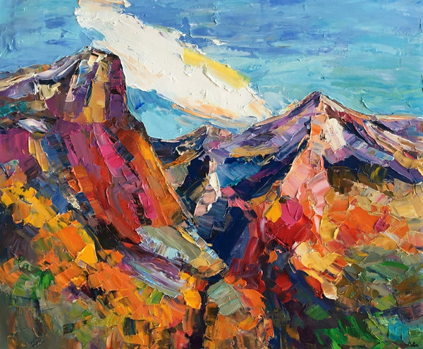 Abstract Art Landscape, Canvas Wall Art Paintings, Mountain Landscape Painting, Custom Landscape Oil Painting-LargePaintingArt.com