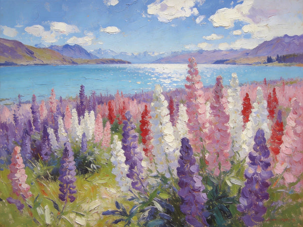 Original Landscape Paintings, Buy Painting Online, New Zealand's Mountain Lake Bliss, Small Oil Paintings, Hand Painted Canvas Art, Heavy Texture Artwork-LargePaintingArt.com