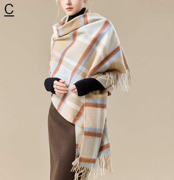 Christmas Holiday Gift, Evening Wrap, Large Wool Scarf, Winter Shawl, Elegant Shawl, Warm Cape, Cold Weather Scarf, Fashion Scarf, Oversized Scarf, Winter Shawl-LargePaintingArt.com
