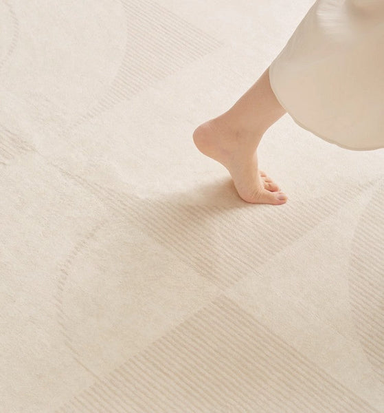 Abstract Contemporary Rugs for Bedroom, Dining Room Floor Rugs, Modern Rugs for Office, Large Cream Color Rugs in Living Room, Modern Rugs under Sofa-LargePaintingArt.com