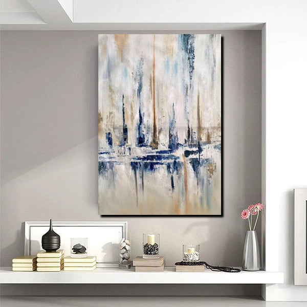 Large Wall Art for Living Room, Acrylic Canvas Paintings, Abstract Sail Boat Painting, Modern Wall Art Paintings, Contemporary Painting-LargePaintingArt.com