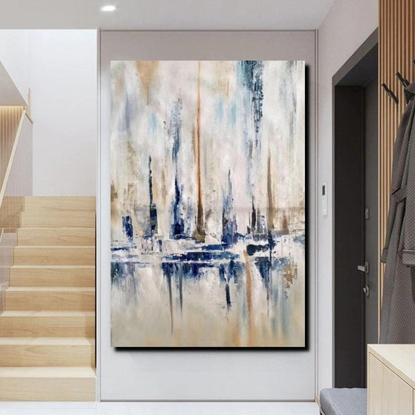 Large Wall Art for Living Room, Acrylic Canvas Paintings, Abstract Sail Boat Painting, Modern Wall Art Paintings, Contemporary Painting-LargePaintingArt.com