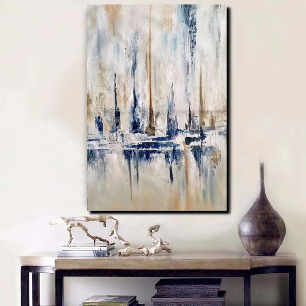 Large Wall Art for Living Room, Acrylic Canvas Paintings, Abstract Sail Boat Painting, Modern Wall Art Paintings, Contemporary Painting-LargePaintingArt.com