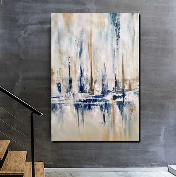 Large Wall Art for Living Room, Acrylic Canvas Paintings, Abstract Sail Boat Painting, Modern Wall Art Paintings, Contemporary Painting-LargePaintingArt.com