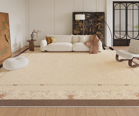 Unique Modern Rugs for Living Room, Large Modern Rugs for Bedroom, Cream Color Modern Rugs under Coffee Table, Contemporary Modern Rugs for Dining Room-LargePaintingArt.com