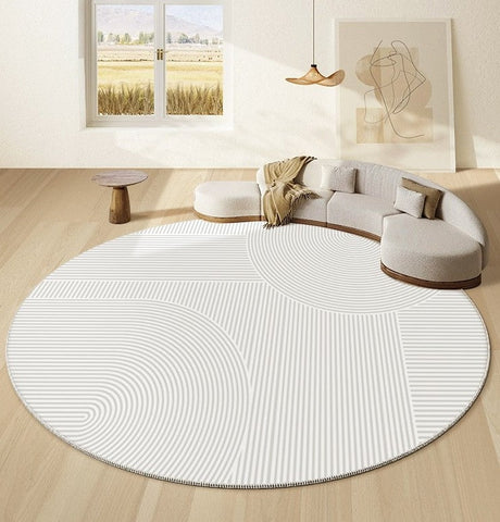 Geometric Carpets for Sale, Circular Rugs under Dining Room Table, Contemporary Round Rugs Next to Bed, Abstract Modern Rugs for Living Room-LargePaintingArt.com