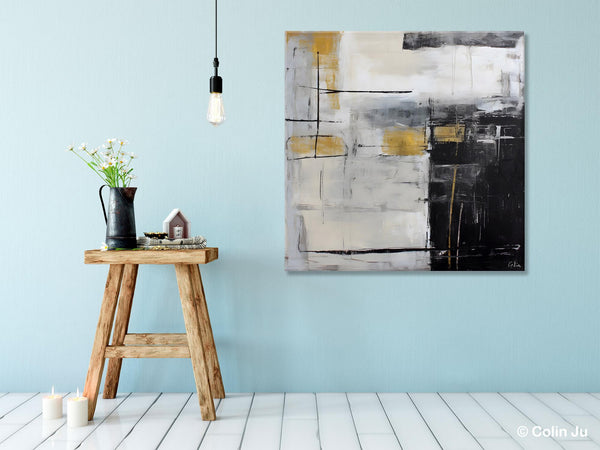 Simple Modern Original Artwork, Large Paintings for Bedroom, Abstract Landscape Painting on Canvas, Oversized Contemporary Wall Art Paintings-LargePaintingArt.com