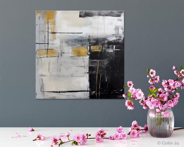 Simple Modern Original Artwork, Large Paintings for Bedroom, Abstract Landscape Painting on Canvas, Oversized Contemporary Wall Art Paintings-LargePaintingArt.com