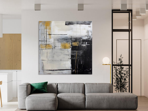Simple Modern Original Artwork, Large Paintings for Bedroom, Abstract Landscape Painting on Canvas, Oversized Contemporary Wall Art Paintings-LargePaintingArt.com