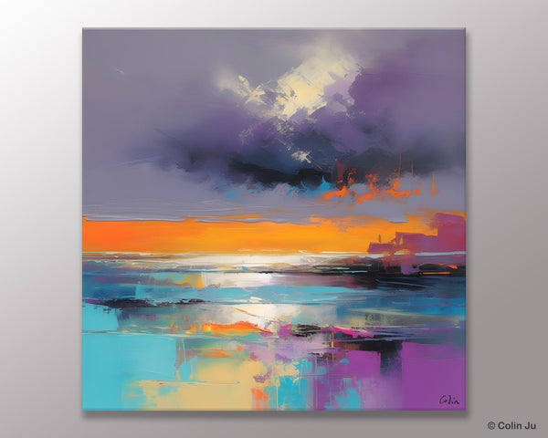 Huge Painting for Living Room, Original Landscape Canvas Art, Contemporary Oil Painting on Canvas, Oversized Landscape Wall Art Paintings-LargePaintingArt.com