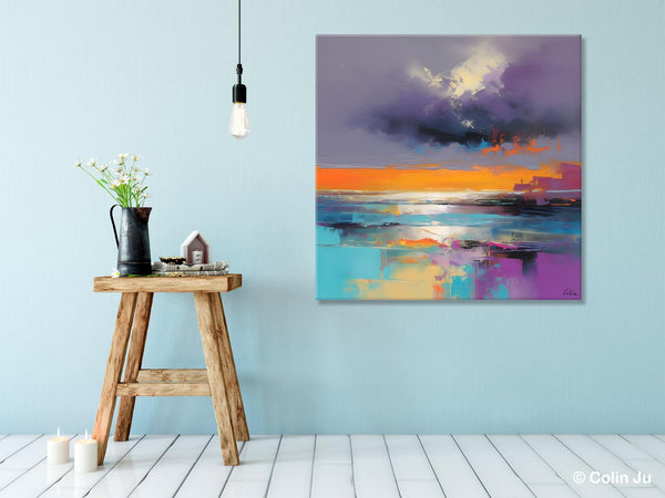 Huge Painting for Living Room, Original Landscape Canvas Art, Contemporary Oil Painting on Canvas, Oversized Landscape Wall Art Paintings-LargePaintingArt.com