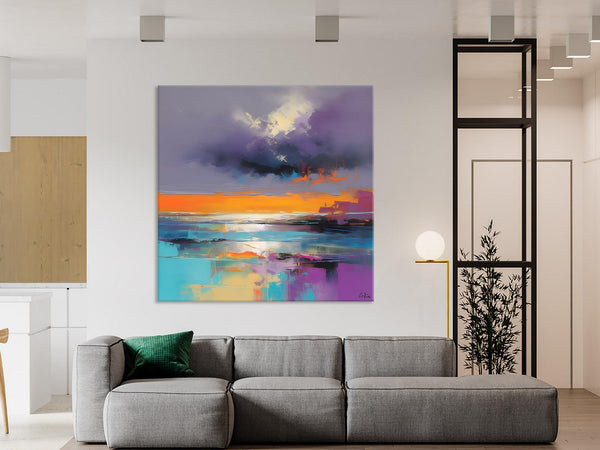 Huge Painting for Living Room, Original Landscape Canvas Art, Contemporary Oil Painting on Canvas, Oversized Landscape Wall Art Paintings-LargePaintingArt.com