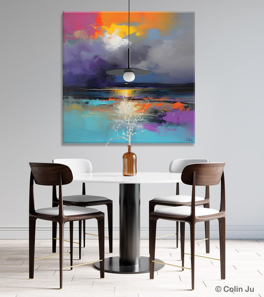 Contemporary Oil Painting on Canvas, Heavy Texture Canvas Art, Original Landscape Canvas Art, Oversized Landscape Wall Art Paintings-LargePaintingArt.com