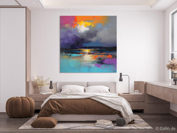 Contemporary Oil Painting on Canvas, Heavy Texture Canvas Art, Original Landscape Canvas Art, Oversized Landscape Wall Art Paintings-LargePaintingArt.com