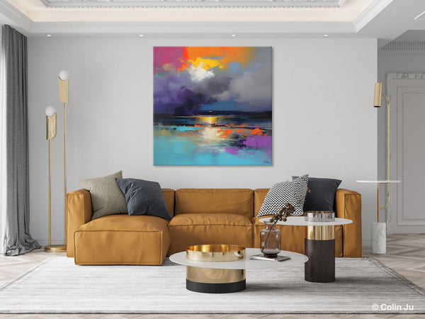 Contemporary Oil Painting on Canvas, Heavy Texture Canvas Art, Original Landscape Canvas Art, Oversized Landscape Wall Art Paintings-LargePaintingArt.com