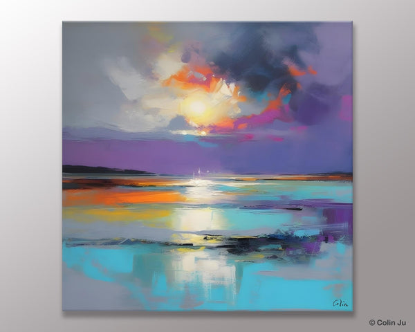Large Abstract Painting for Living Room, Original Abstract Wall Art, Landscape Acrylic Art, Landscape Canvas Art, Hand Painted Canvas Art-LargePaintingArt.com