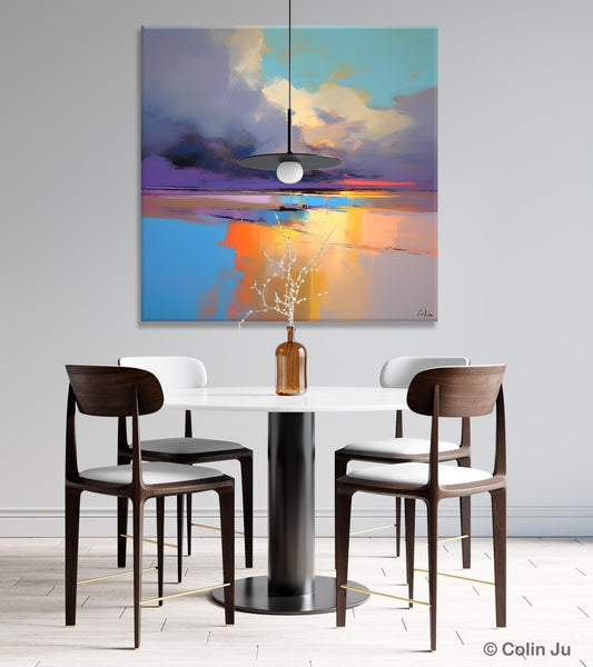 Simple Modern Art, Original Landscape Wall Art, Landscape Oil Paintings, Landscape Canvas Art, Abstract Landscape Painting for Living Room-LargePaintingArt.com