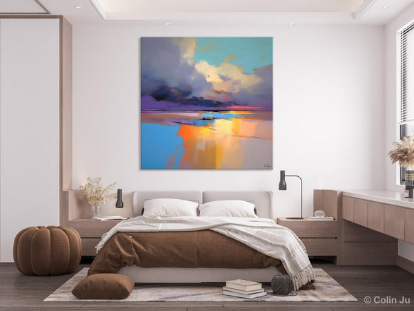 Simple Modern Art, Original Landscape Wall Art, Landscape Oil Paintings, Landscape Canvas Art, Abstract Landscape Painting for Living Room-LargePaintingArt.com