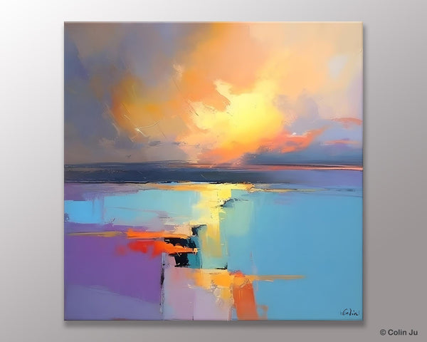Canvas Painting for Living Room, Original Modern Wall Art Painting, Abstract Landscape Paintings, Oversized Contemporary Abstract Artwork-LargePaintingArt.com