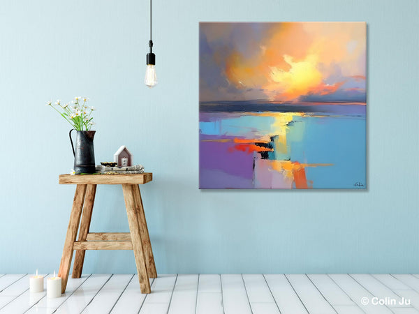 Canvas Painting for Living Room, Original Modern Wall Art Painting, Abstract Landscape Paintings, Oversized Contemporary Abstract Artwork-LargePaintingArt.com