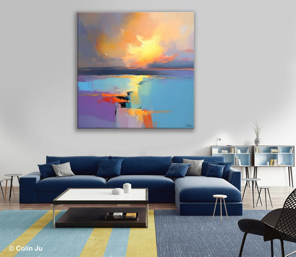 Canvas Painting for Living Room, Original Modern Wall Art Painting, Abstract Landscape Paintings, Oversized Contemporary Abstract Artwork-LargePaintingArt.com