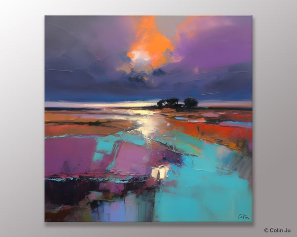 Canvas Painting for Living Room, Original Modern Wall Art Painting, Abstract Landscape Paintings, Oversized Contemporary Abstract Artwork-LargePaintingArt.com