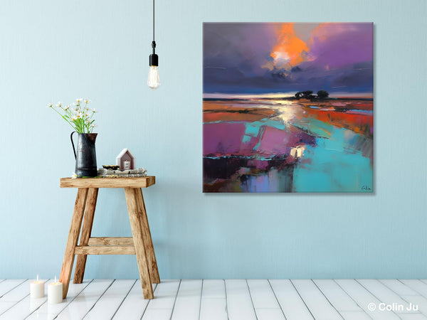 Canvas Painting for Living Room, Original Modern Wall Art Painting, Abstract Landscape Paintings, Oversized Contemporary Abstract Artwork-LargePaintingArt.com