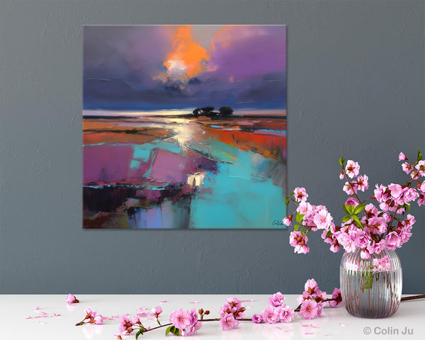 Canvas Painting for Living Room, Original Modern Wall Art Painting, Abstract Landscape Paintings, Oversized Contemporary Abstract Artwork-LargePaintingArt.com