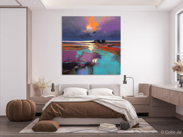 Canvas Painting for Living Room, Original Modern Wall Art Painting, Abstract Landscape Paintings, Oversized Contemporary Abstract Artwork-LargePaintingArt.com