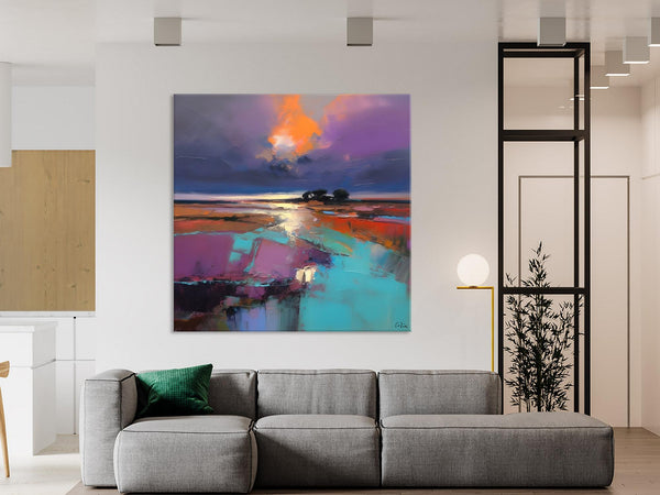 Canvas Painting for Living Room, Original Modern Wall Art Painting, Abstract Landscape Paintings, Oversized Contemporary Abstract Artwork-LargePaintingArt.com