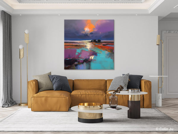 Canvas Painting for Living Room, Original Modern Wall Art Painting, Abstract Landscape Paintings, Oversized Contemporary Abstract Artwork-LargePaintingArt.com