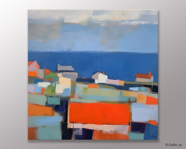 Large Art Painting for Living Room, Original Landscape Canvas Art, Oversized Landscape Wall Art Paintings, Contemporary Acrylic Painting on Canvas-LargePaintingArt.com