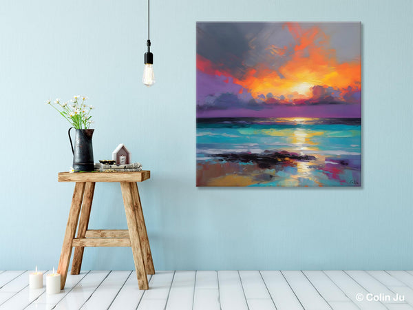 Extra Large Modern Wall Art, Landscape Canvas Paintings for Dining Room, Acrylic Painting on Canvas, Original Landscape Abstract Painting-LargePaintingArt.com