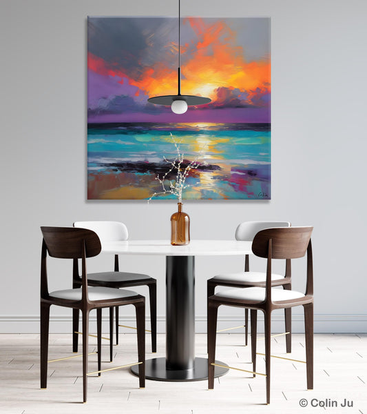 Extra Large Modern Wall Art, Landscape Canvas Paintings for Dining Room, Acrylic Painting on Canvas, Original Landscape Abstract Painting-LargePaintingArt.com