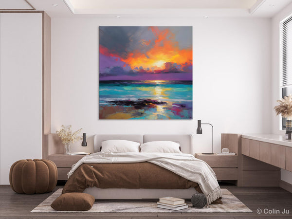 Extra Large Modern Wall Art, Landscape Canvas Paintings for Dining Room, Acrylic Painting on Canvas, Original Landscape Abstract Painting-LargePaintingArt.com