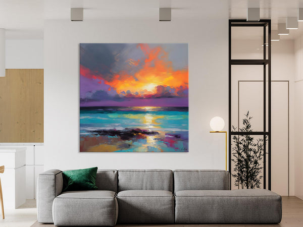 Extra Large Modern Wall Art, Landscape Canvas Paintings for Dining Room, Acrylic Painting on Canvas, Original Landscape Abstract Painting-LargePaintingArt.com