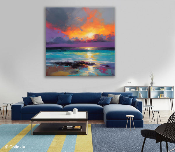 Extra Large Modern Wall Art, Landscape Canvas Paintings for Dining Room, Acrylic Painting on Canvas, Original Landscape Abstract Painting-LargePaintingArt.com