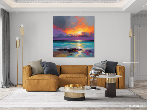 Extra Large Modern Wall Art, Landscape Canvas Paintings for Dining Room, Acrylic Painting on Canvas, Original Landscape Abstract Painting-LargePaintingArt.com