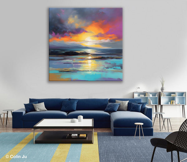 Large Art Painting for Living Room, Original Landscape Canvas Art, Contemporary Acrylic Painting on Canvas, Oversized Landscape Wall Art Paintings-LargePaintingArt.com