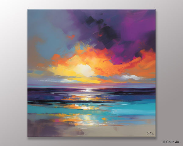 Contemporary Acrylic Painting on Canvas, Large Art Painting for Living Room, Original Landscape Canvas Art, Oversized Landscape Wall Art Paintings-LargePaintingArt.com