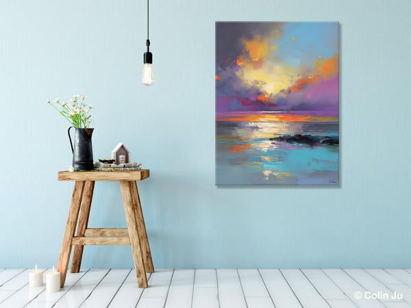 Oil Painting on Canvas, Extra Large Modern Wall Art, Landscape Canvas Paintings for Dining Room, Original Landscape Abstract Painting-LargePaintingArt.com