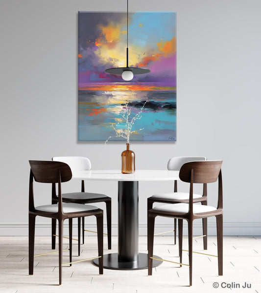 Oil Painting on Canvas, Extra Large Modern Wall Art, Landscape Canvas Paintings for Dining Room, Original Landscape Abstract Painting-LargePaintingArt.com
